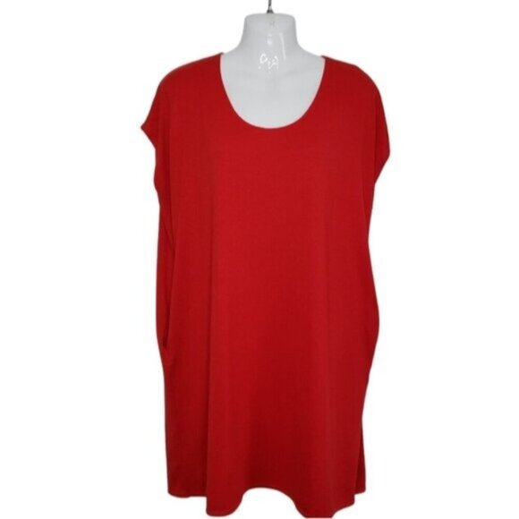 Wilfred Free Lorelei Dress Oversized Soft Jersey Knit Red POCKETS Size XS - Picture 1 of 15